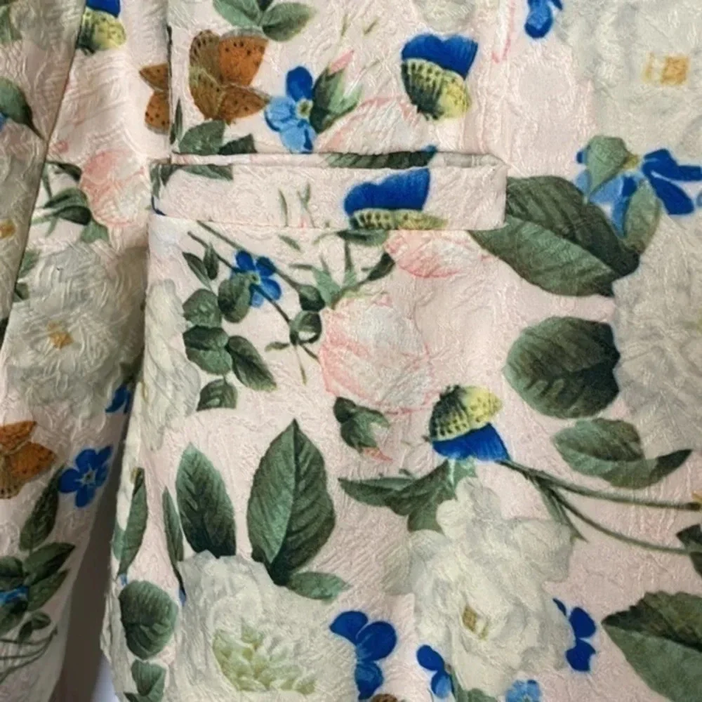 Smashed Lemon Floral/Butterfly Women's Cute Cottage Spring Blazer Size 10‎